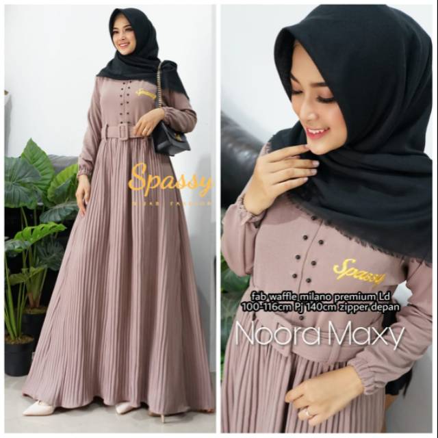 NOORA MAXY DRESS GAMIS PLISKET ORI SPASSY