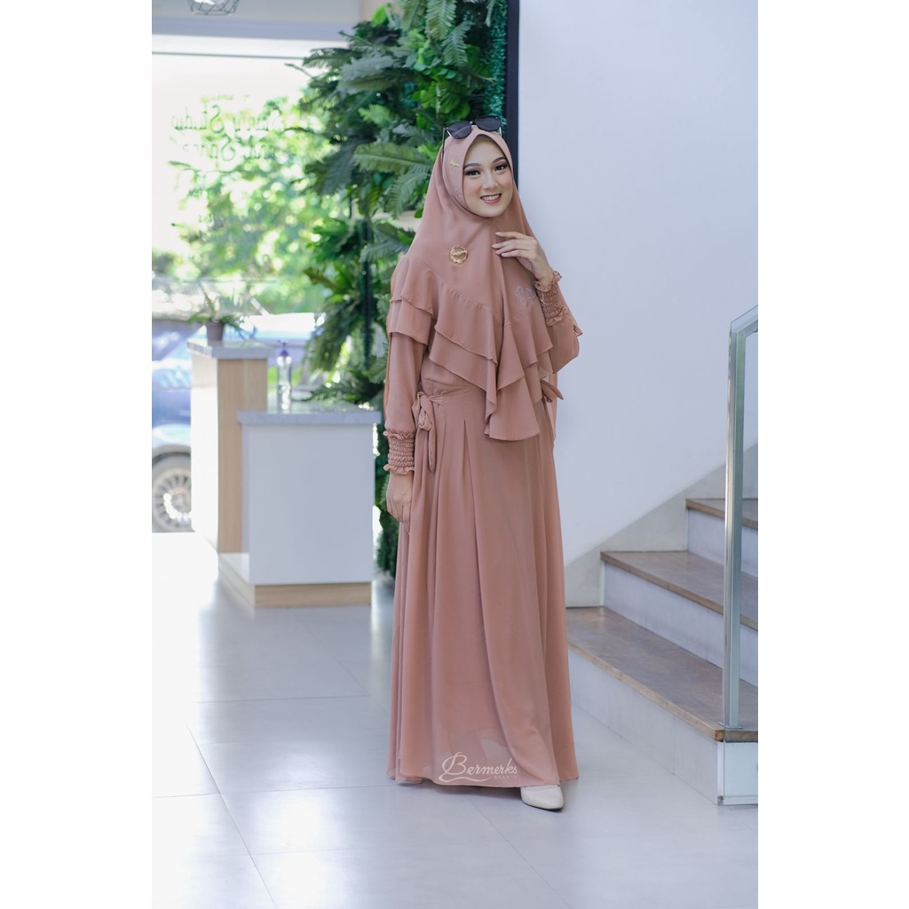 GAMIS FATIMAH BERMERKS SYARI CERUTY BABYDOLL SET KHIMAR  CLODIA SET SYARI SYAFANA NAHLA baju muslim modis modern khimar antem hitam putih