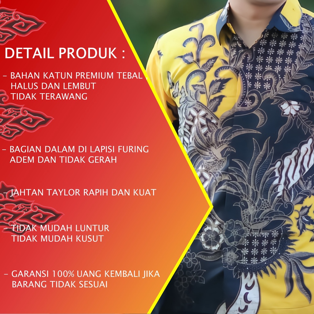 Batik Pria Lengan Panjang Premium Baju Kemeja Cowok Terbaru Pakaian Busana Laki Laki Batik Aluna Solo PCW 105