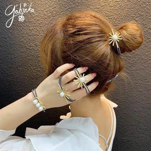 (Hello Girl)F118 Ikat Rambut Wanita Mutiara Besar Gaya Korea Import