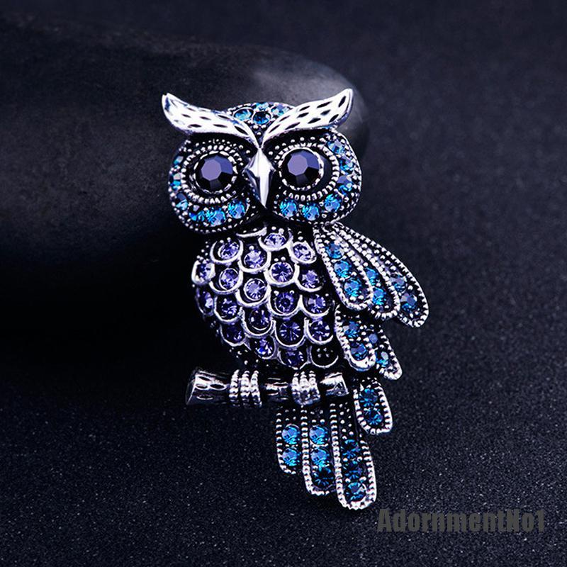 (Adornmentno1) Pin Bros Burung Hantu Hiasan Berlian Imitasi Bahan Zinc Alloy