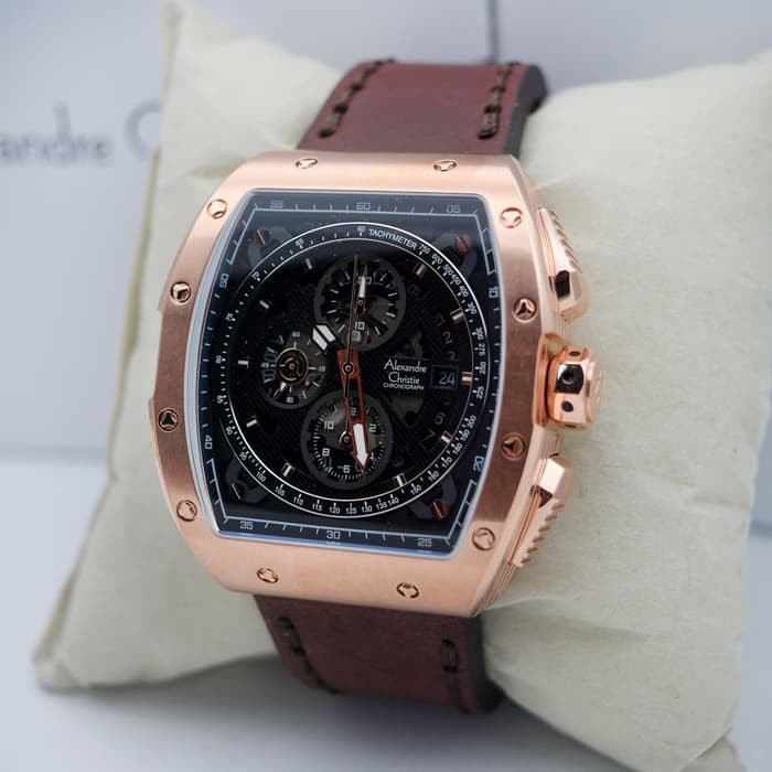 Jam Tangan Pria Alexandre Christie AC 6411MC COKLAT ROSEGOLD HITAM