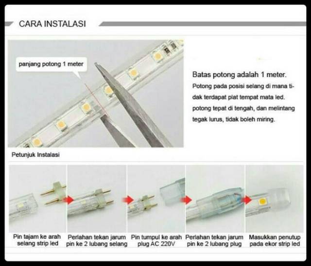 Conector LED Selang 5050 220V  Adaptor Led Strip IP66 100M konektor Soket colokan ledstrip Meteran