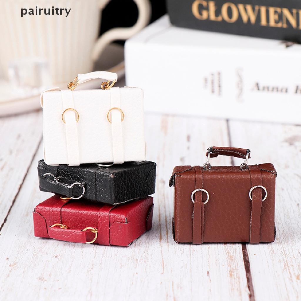 Prt Miniatur Tas Koper Mini Bahan Kulit Untuk Aksesoris Rumah Boneka 1: 12 PRT