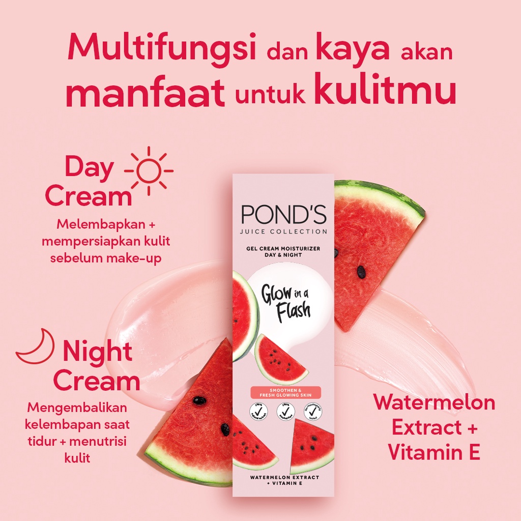 Ponds Juice Pelembab Muka Moisturizer Watermelon 100% Free Alcohol W Vite&amp;Hyaluronic 20G