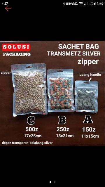 Isi 100 Bag Sachet Silver Kombinasi 500 Gr Kpack Aluminium Ziplock Kemasan Kopi Snack