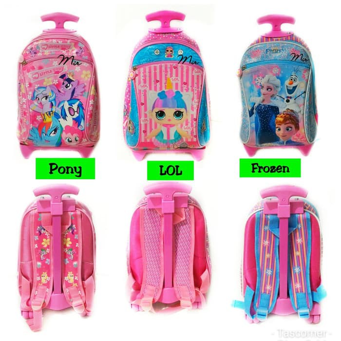 Tas Koper Anak Dorong Motif Frozen Pink Ransel Dorong