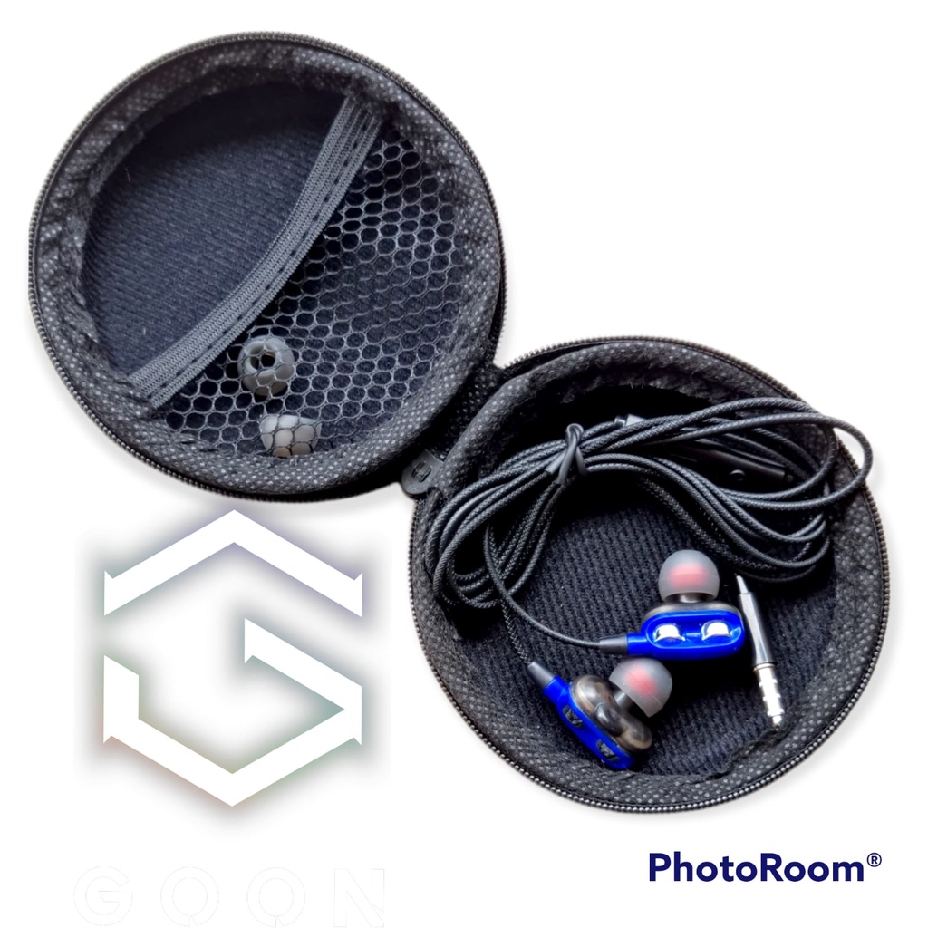 GOON Original Earphone dengan Pouch Penyimpanan | In-Ear Stereo 4D Super Bass dengan Mic Kabel Jack 3.5 mm &amp; USB Type-C | Headset Tahan Keringat | GARANSI UANG KEMBALI