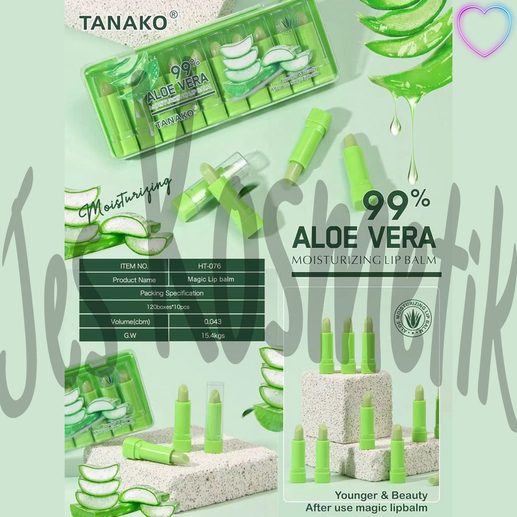 Tanako Lipbalm Papan Set isi 10 Pcs / Aloevera / VC Orange / Strawberry / Grosir Kosmetik