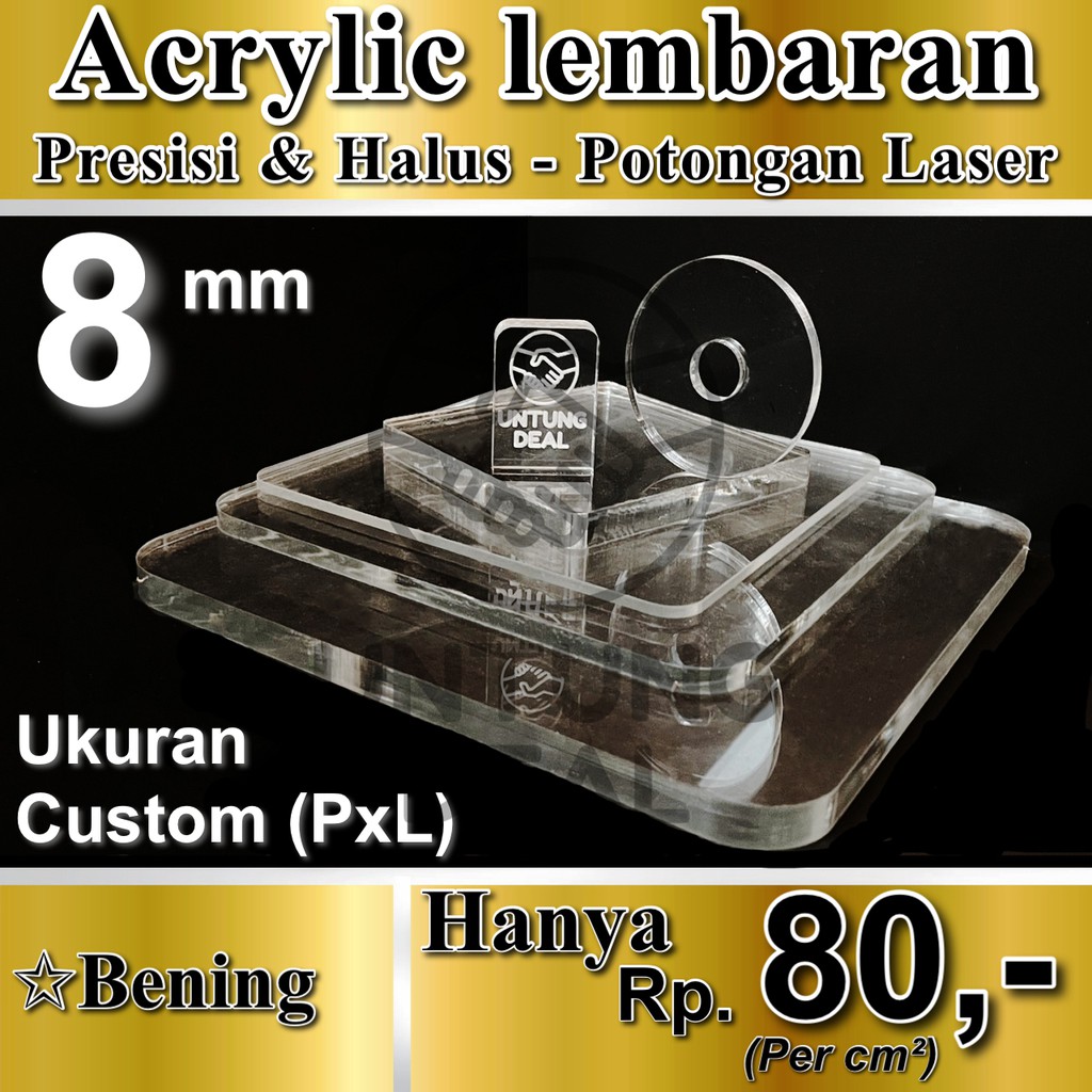 Acrylic lembaran 8mm / Akrilik lembaran 8mm - Potong Laser - Custom - Bening