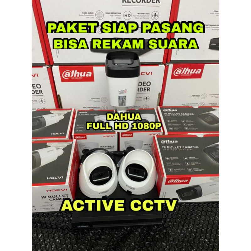 paket camera cctv 3 kamera dahua 2mp audio built in mic 1080p 4 channel ch bisa rekam suara 4ch