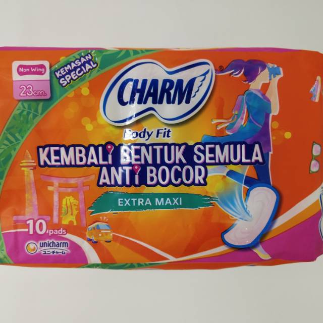 CHARM BODY FIT EXTRA MAXI 23CM 10 PADS NEW