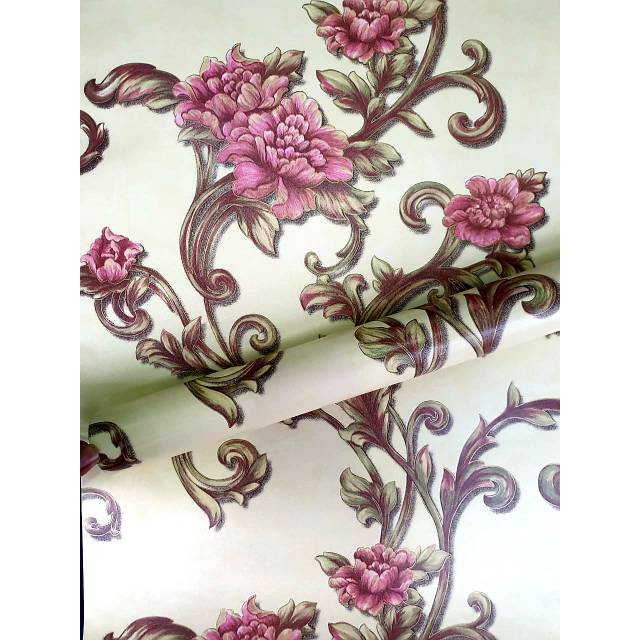 Hot Item Wallpaper Sticker Dinding Motif Bunga Mawar Pink Batik