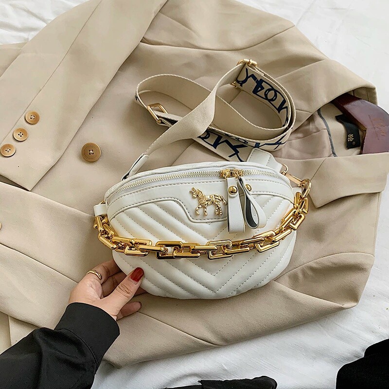 Tas Selempang Wanita Seleting Murah Elegan Garis Korea Gambar T2M5 Rajut Satu Ruang Mewah Aesthetic 