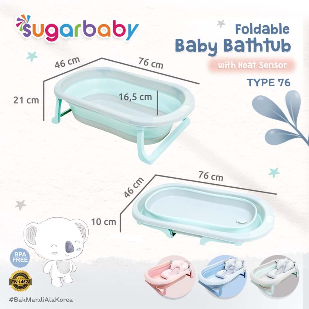 MOMS_ Sugarbaby foldable baby bathtub dengan sensor panas F76&amp;F79 / Bak Mandi Bayi Lipat dengan sensor panas