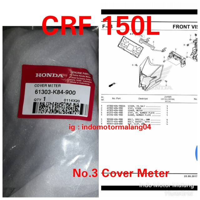 Cover Meter/Dudukan Spidometer [61303-K84-900] CRF 150L Original AHM Genuine Part