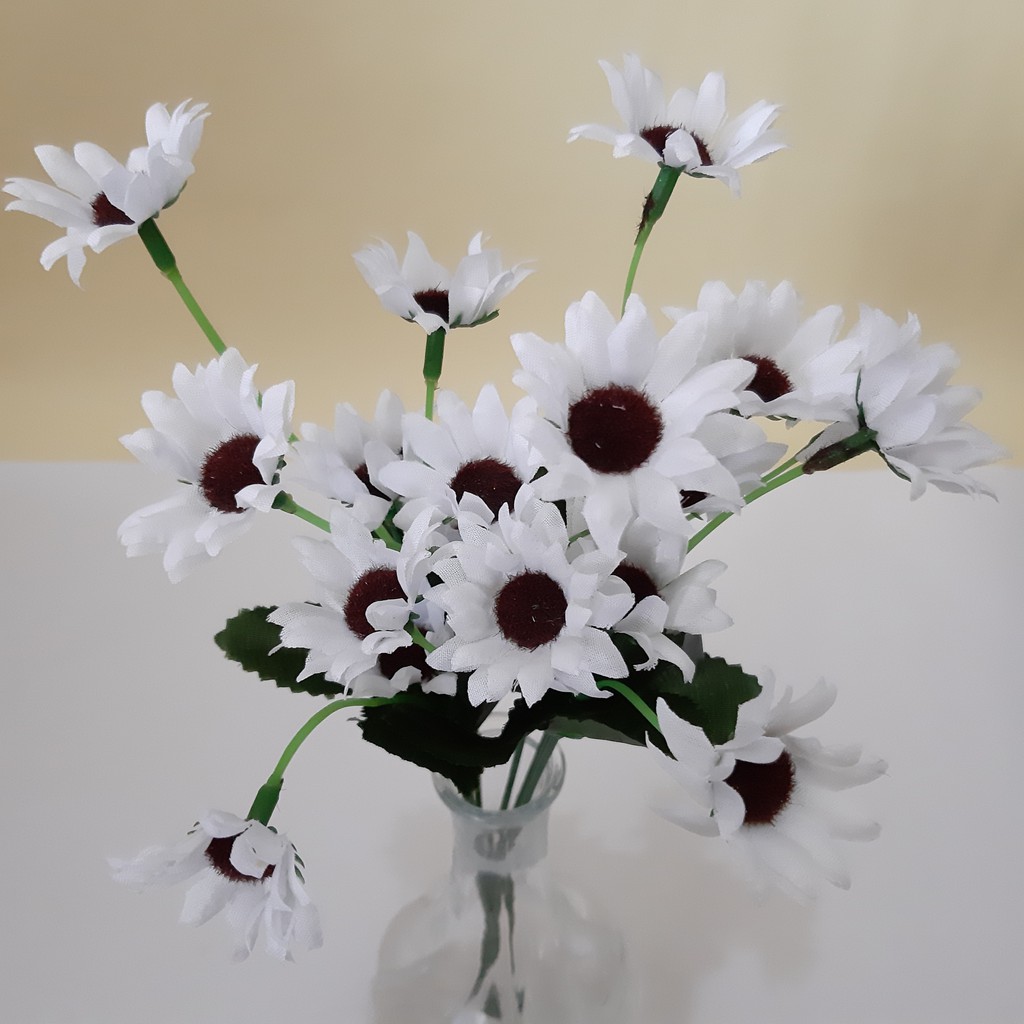 MATAHARI MINI X21 - bunga artificial artifisial home decor shabby bunga mni grosir murah-putih
