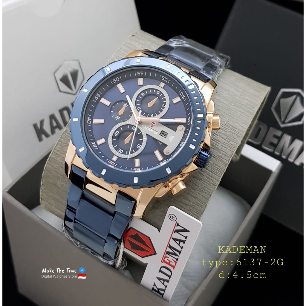 Jam Tangan Pria Kademan 6137 Chrono Variasi Tanggal Aktif (Include Box dan Baterai Cadangan )