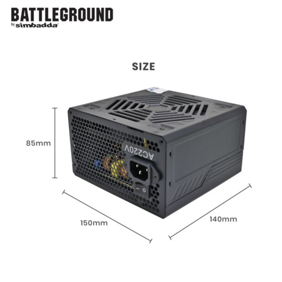 Simbadda Power Supply Battleground 550W PSU 550W 80 PLUS BOX