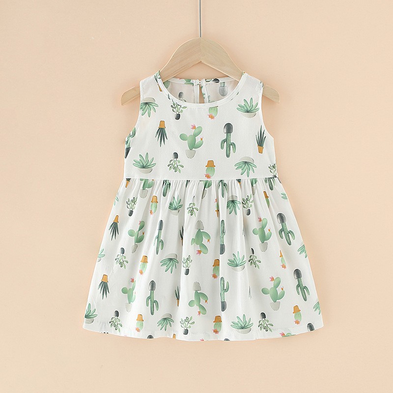 Babymall.id✨ PRINTED KOREAN DRESS Vol.2 Baju Dress Korea Anak Bayi Perempuan 100% IMPOR PREMIUM-Cactus