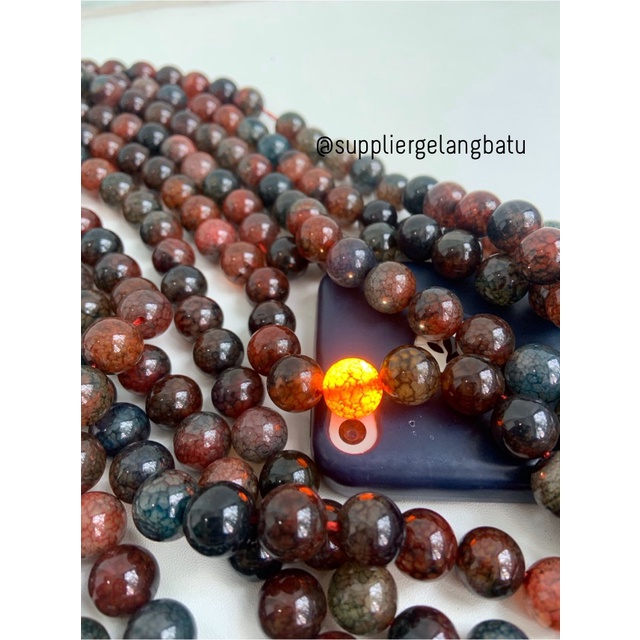 bahan BLACKRED AGATE SERAT 12mm bahan natural akik HITAM MERAH premium