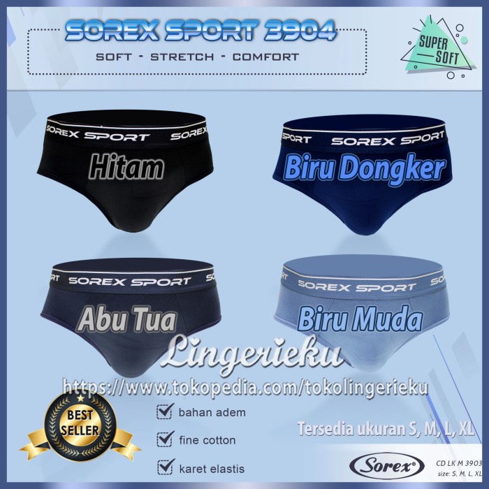 Sorex cd celana dalam segitiga boxer pria sport m 3801 3802 3803 3804 seamless edition CD Pria Premium