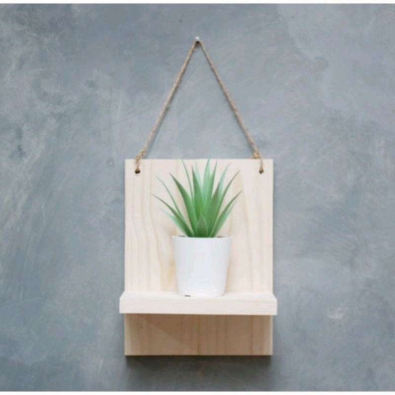 Rak Bunga Gantung/Rak Gantung Tali/Rak Kayu Gantung/Rak Hiasan Dinding