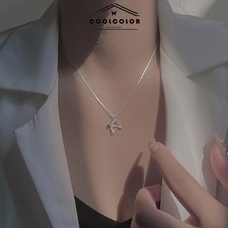 COD❤️Kalung Eros Cupid's Arrow Flash Berlian Klavikula Rantai Liontin Temperamen Cahaya Mewah Busur Panah Anti Karat Dan Anti Luntur Kalung 2022 Terbaru Hadiah Ulang