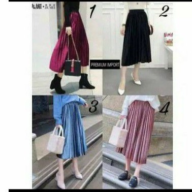 BISA COD_ROK  PLISKET BLUDRU VELVET 7/8 PREMIUM / ROK PLISKET BLUDRU PENDEK  / ROK BLUDRU VELVET 7/8