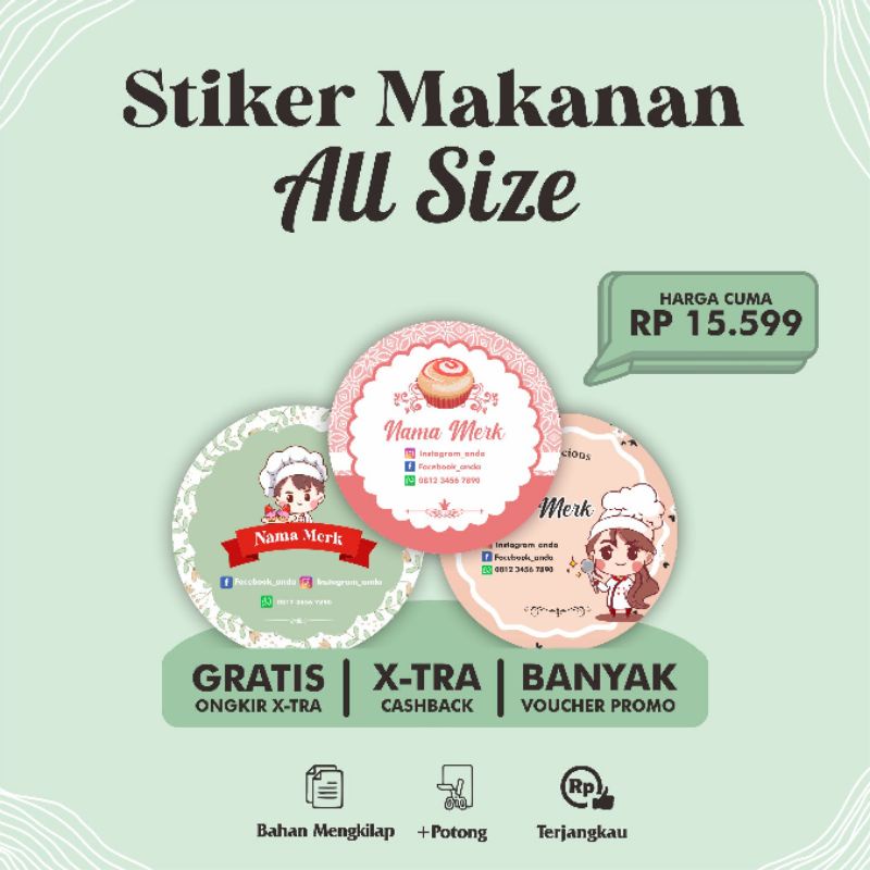 

Cetak stiker label makanan,jajanan,snack,kue semua ukuran all varian a3+
