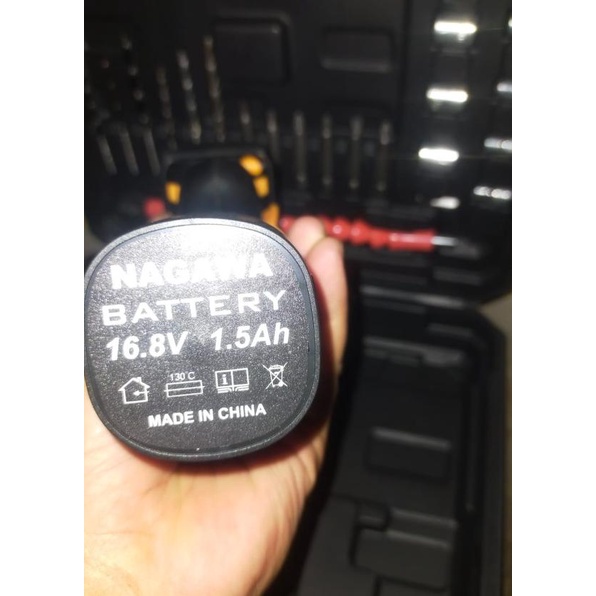 NAGAWA NCD168 Mesin Bor Baterai 16V Cordless Drill 10mm SET + Mata Bor