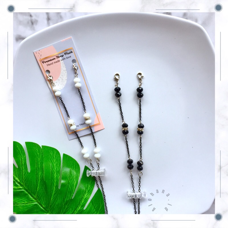 Strap masker 2in1 /tali masker hijab/kalung masker/lanyard mask crystal kristal/rantai masker  [KODE