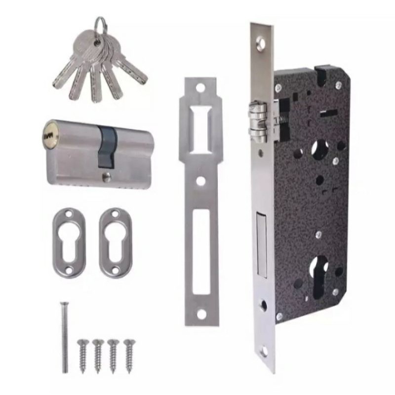 satu set handle pintu rumah minimalis gagang tarikan pintu stainles pegangan kunci pintu hotel mewah
