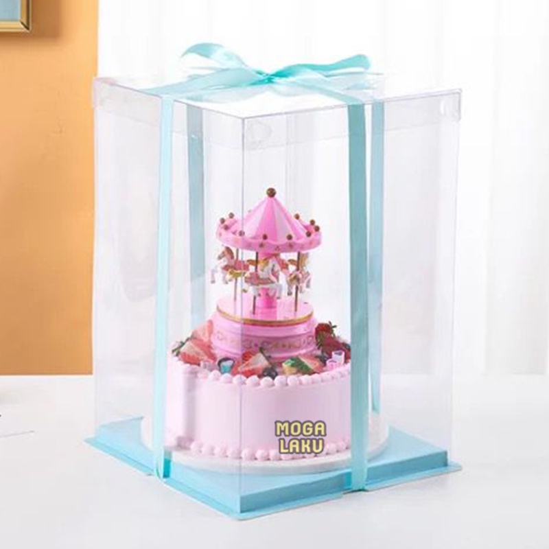 

36x36 cm Kotak Kue Mika Transparan Tinggi dus Cake Box Transparan 36x36cm