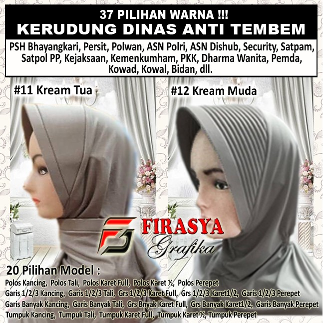 FGS - jilbab dinas PNS ANTI TEMBEM cream KHAKI tua muda pns guru polri warna baju celana satpol PP