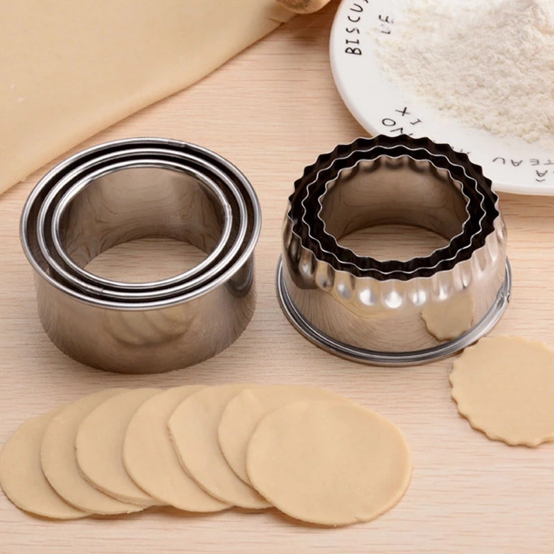 3pcs/set 304 Stainless Steel Cutter Dumplings Mould/Round/Flower Shaped Dough Press Pancake Tools for Kitchen Cooking