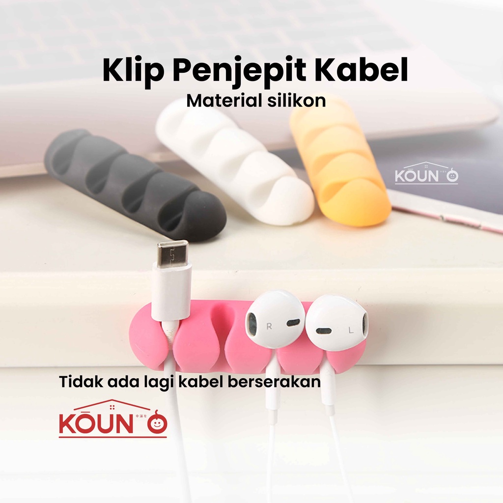 Klip Kabel Organizer Tempel Penjepit Kabel Charger HP USB Headset Earphone Gadget Clip Holder 5 Slot