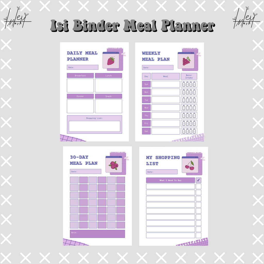 

[HM] ISI BINDER DAILY PLANNER A5/B5 MEAL PLANNER VIOLET SQUARE