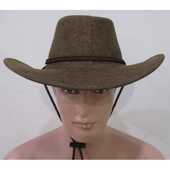 Topi Cowboy Amerika Laken Kanvas TALI Remaja Dewasa **