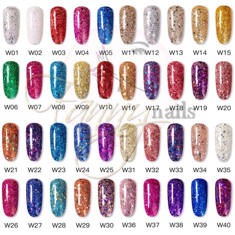 (21 - 40) ROSALIND glitter W series 7ml kutek botol glitter rosalind kutek gel soak off uv gel