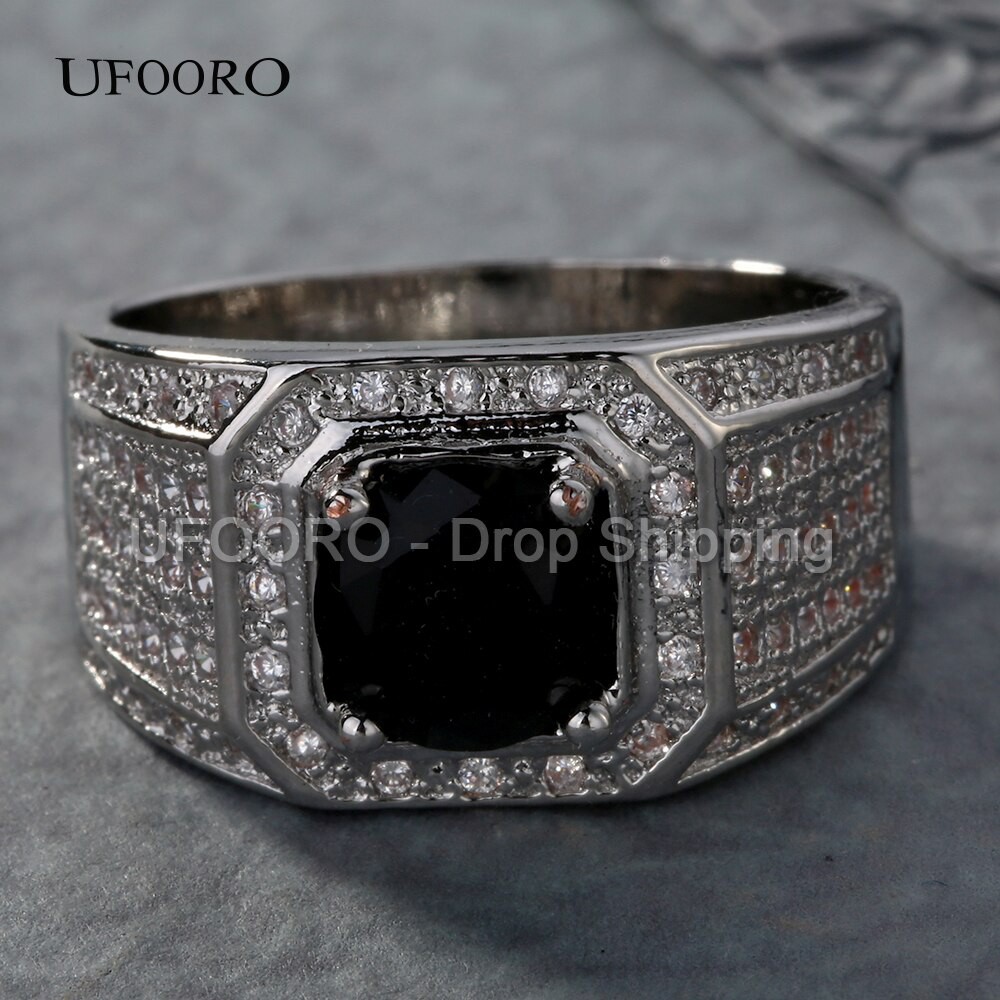 Cincin Pria Kasual Black Diamond Zircon Cubic JCP-011H