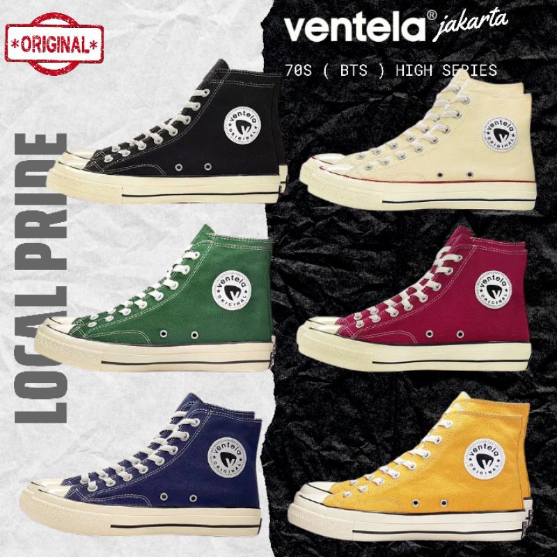 SEPATU VENTELA 70S HIGH BLACK NATURAL / BLACK WHITE / GREEN / NAVY / YELLOW / MAROON SEPATU VANTELA