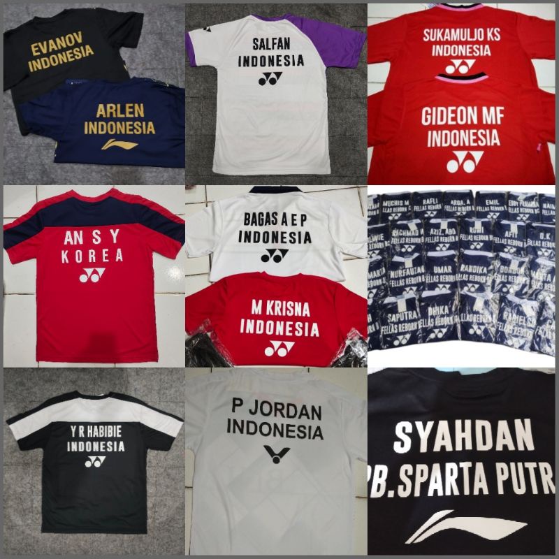 Sablon nama / Biaya Pasang Nama Badminton Bulutangkis Sepakbola Voli / Custom Name Nomor Sponsor Logo Bendera (Belum termasuk kaos)