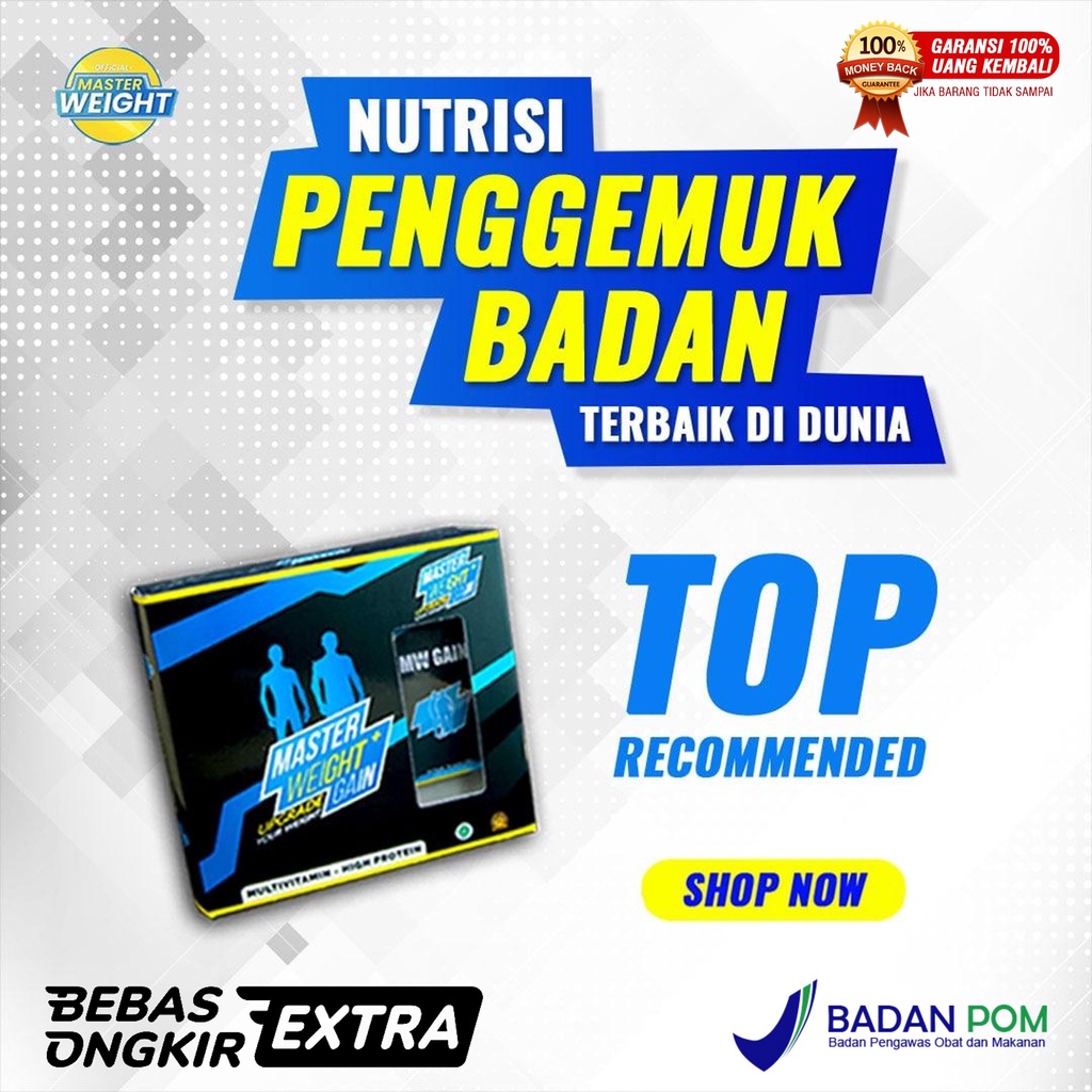 MASTER WEIGHT GAIN Penggemuk Badan Cepat Permanen, Penggemuk Badan Pria Wanita BPOM, Suplemen Penamb