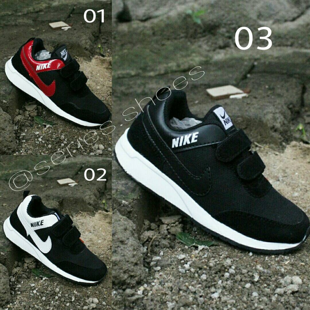 Sepatu NIKE NEO KIDS full hitam perekat/ sepatu sekolah/ branded/fashion