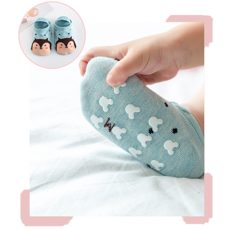 A32 Kaos kaki pendek anak/kaos kaki pendek bayi tebal dengan nonslip motif binatang