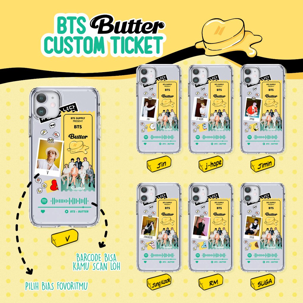 Bts butter custom ticket anticrack printing case iphone samsung a01 core a52 a32 oppo reno 5f a74 a54 a74 4G