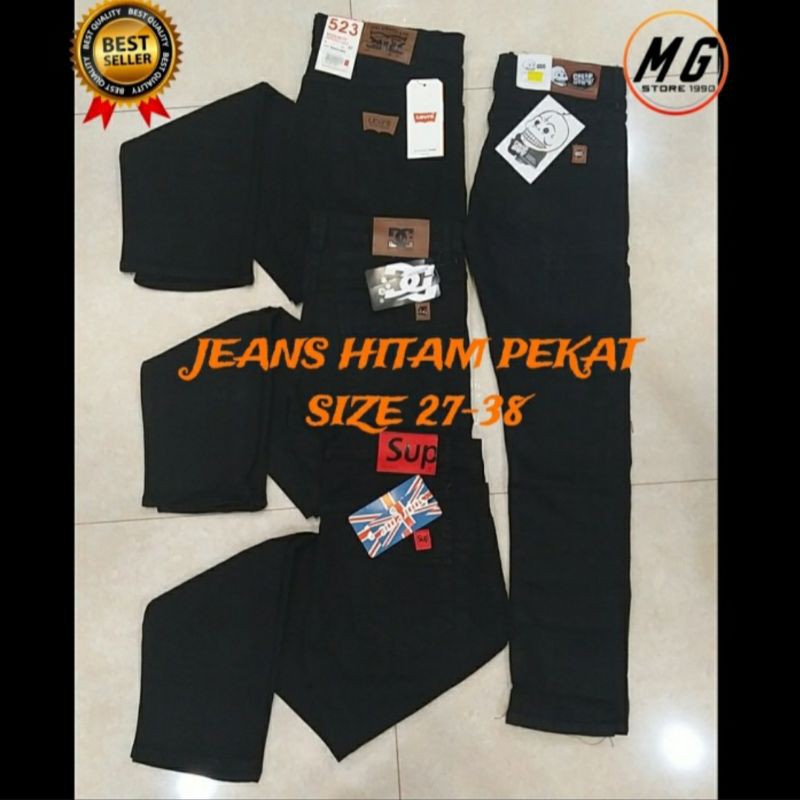 CELANA PANJANG JEANS HITAM PEKAT PRIA LAKI LAKI STRET SLIM FIT DENIM SKINNY