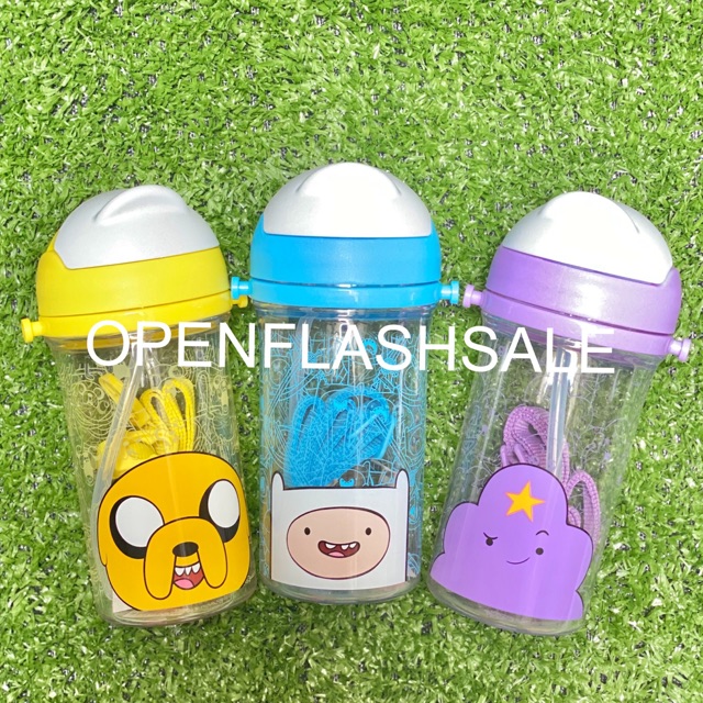 MINISO botol minum Adventure time 400ml // botol plastik sedotan anak