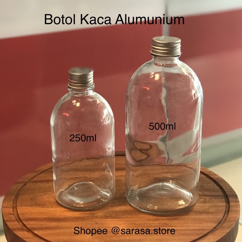 Botol kaca 250 350 500 ml tutup alumunium aluminium Botol kaca 250 350 500 ml tutup alumunium aluminium